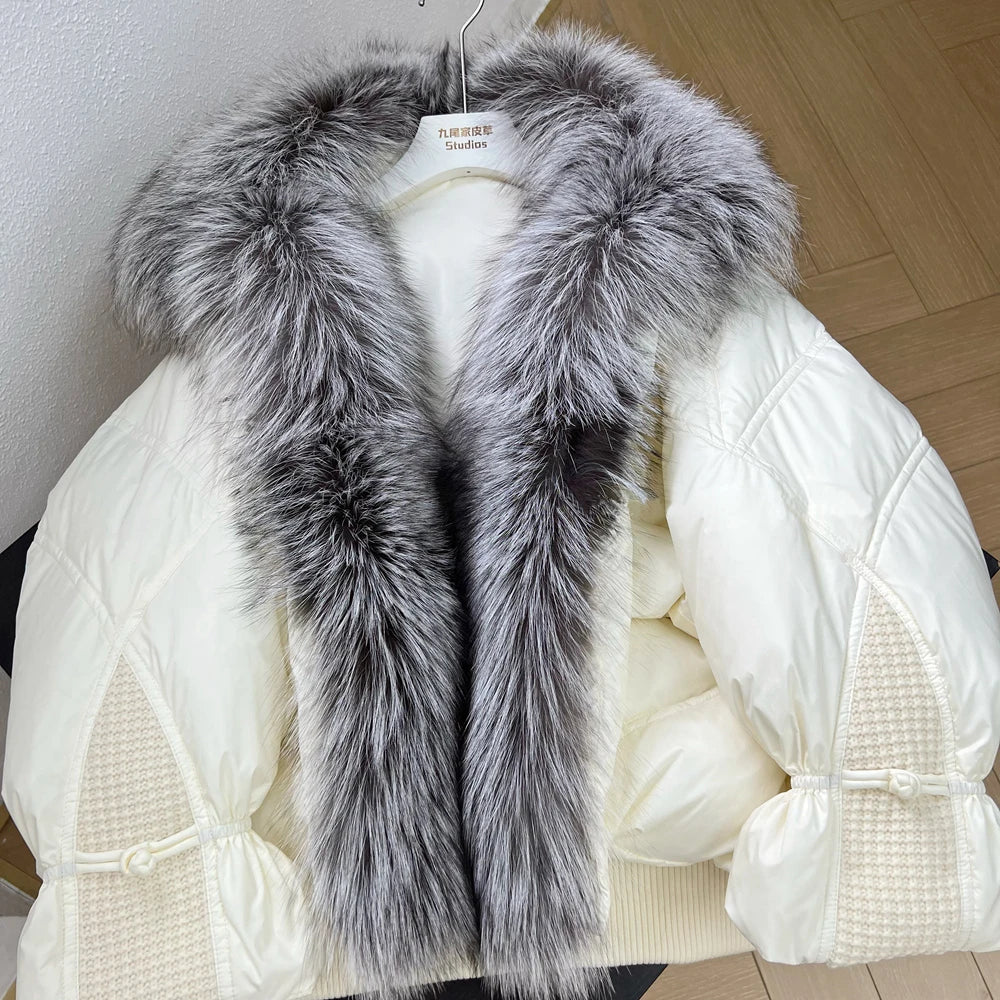 Duck Down Puffer with Silver Fox Fur Collar - view 6
