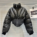 Cropped Spliced Puffer Jacket