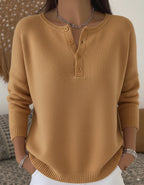 Pull en laine col V boutonné pour femme