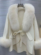 Fox-Fur Trim Wool-Blend Cape