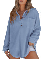 Waffle-Knit Cinched-Waist Top