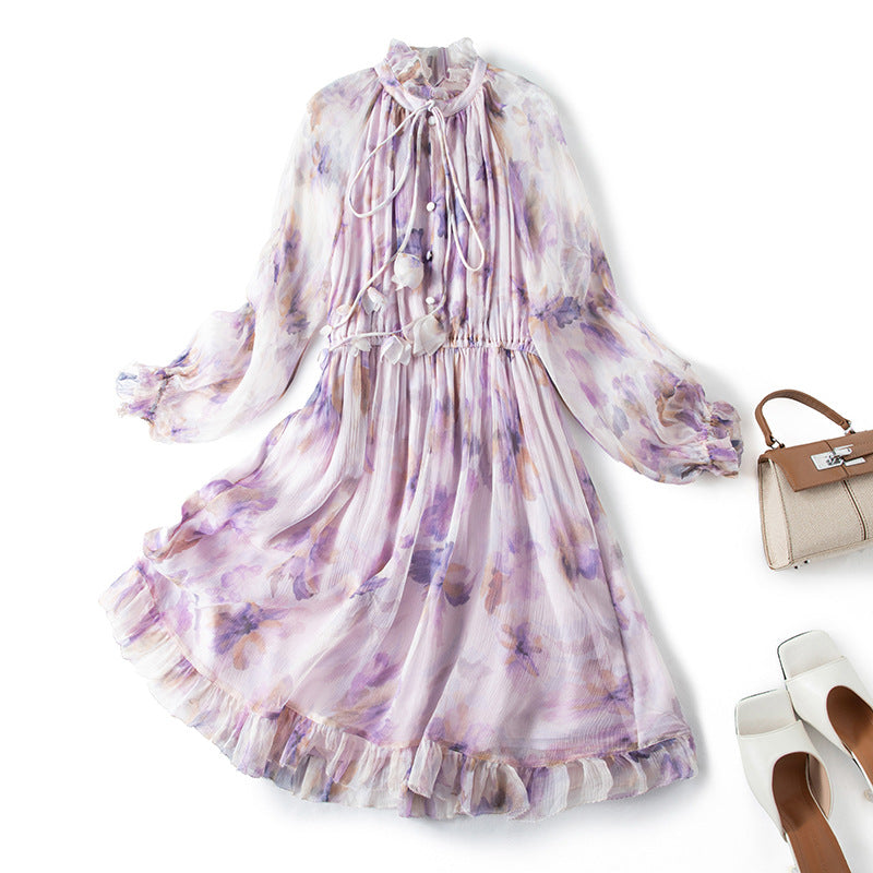 Vestido de manga larga con cintura elástica