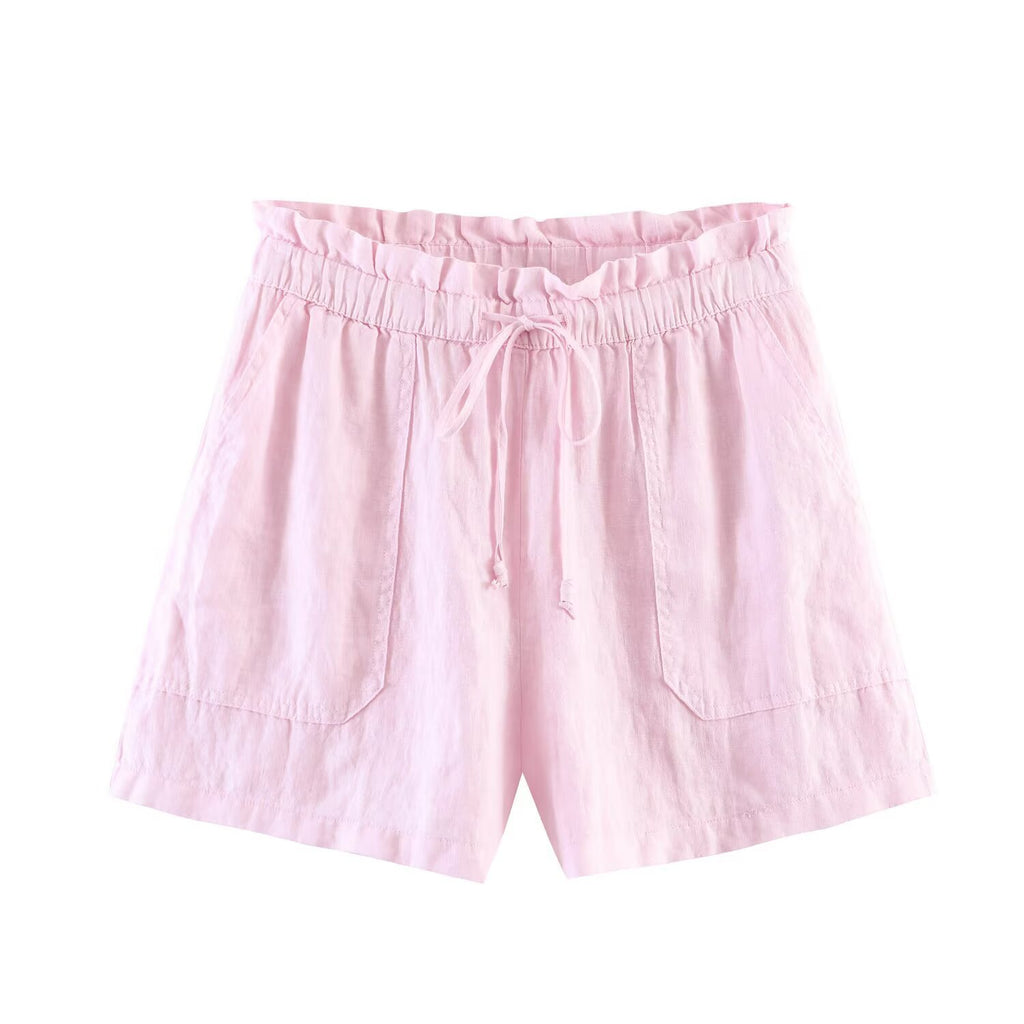 Pantalones cortos casuales de lino de calle