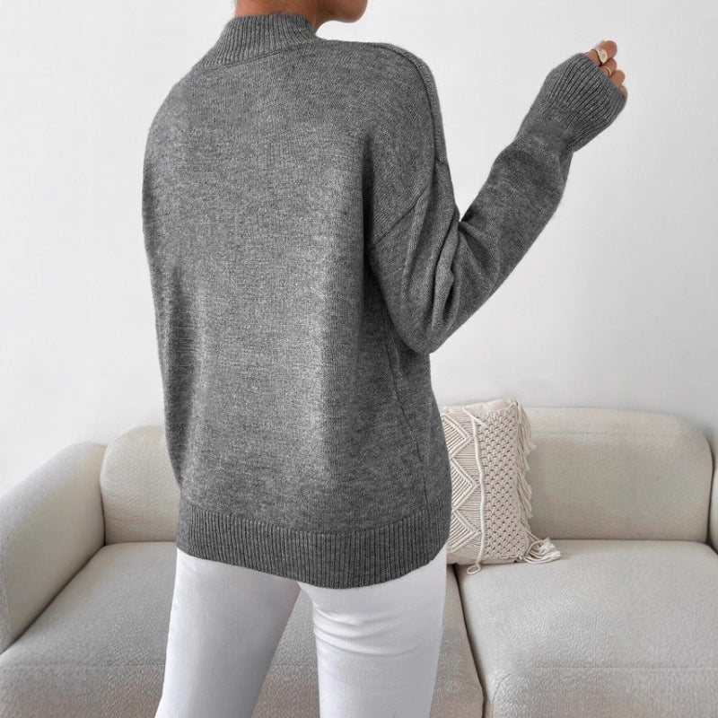 Ribbed Mock-Neck Sweater