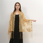 Sequin Fringe Embroidered Evening Shawl