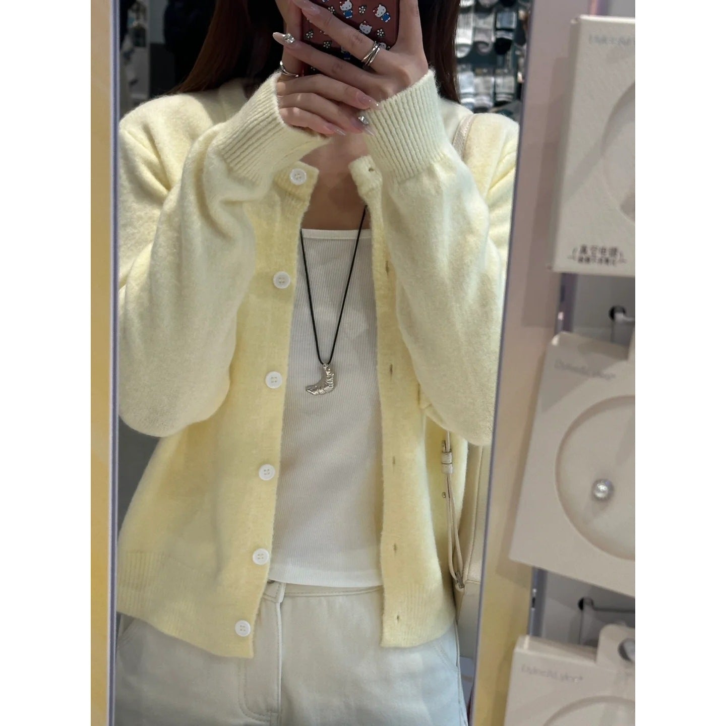 Single-Button Soft Knit Cardigan