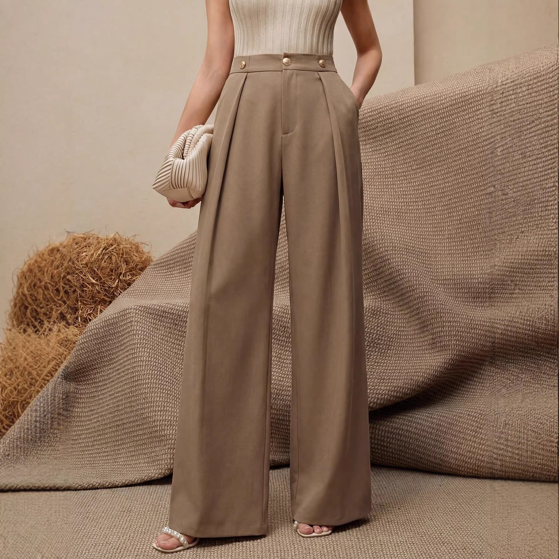 Flowing High-Waist Suit Trousers
