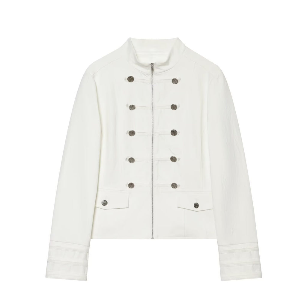 Stand-Collar Single-Breasted Blazer