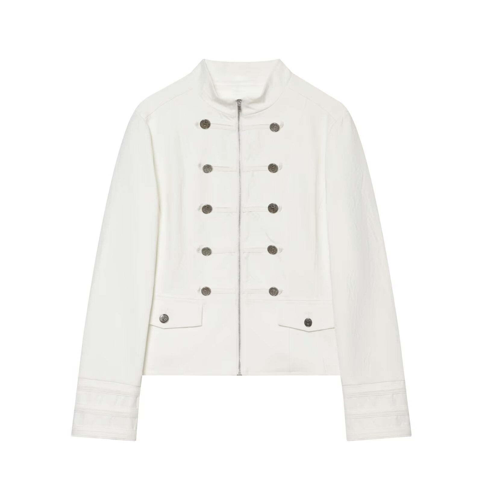 Stand-Collar Single-Breasted Blazer