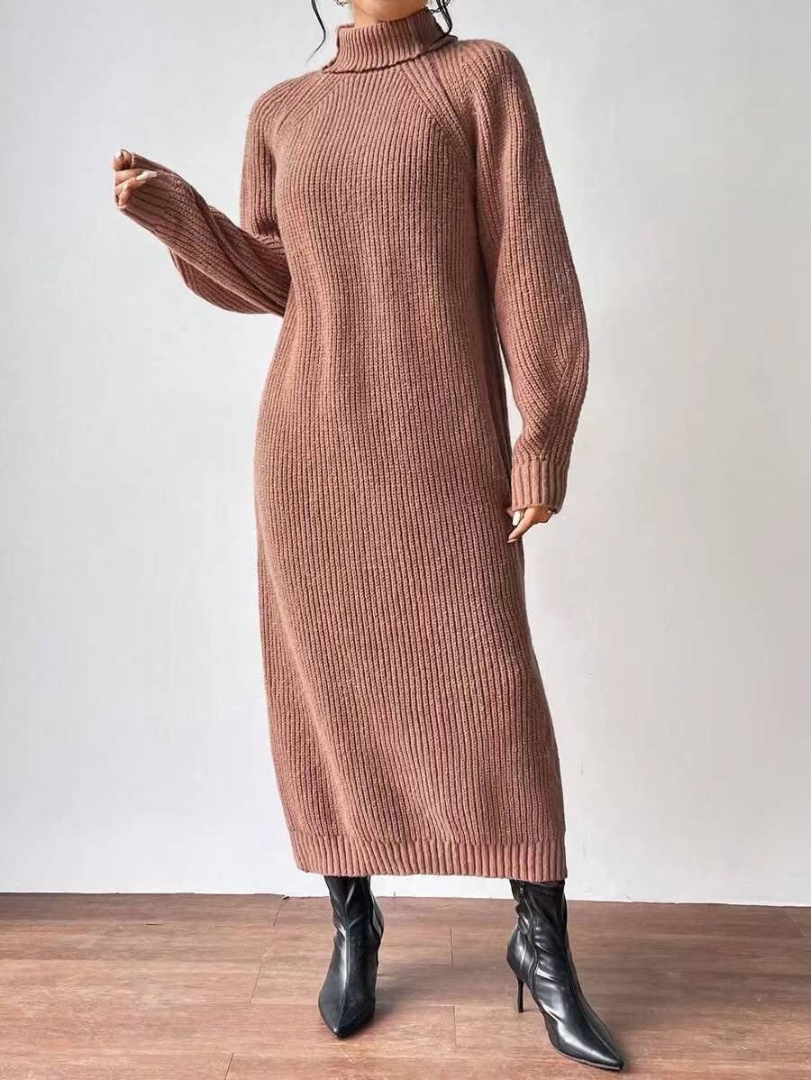 High-Neck Knit Maxi Dress