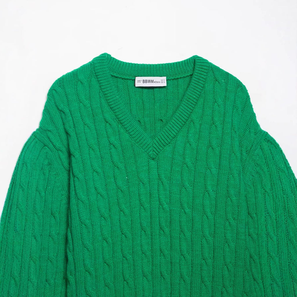 Pull en maille décontracté à col en V