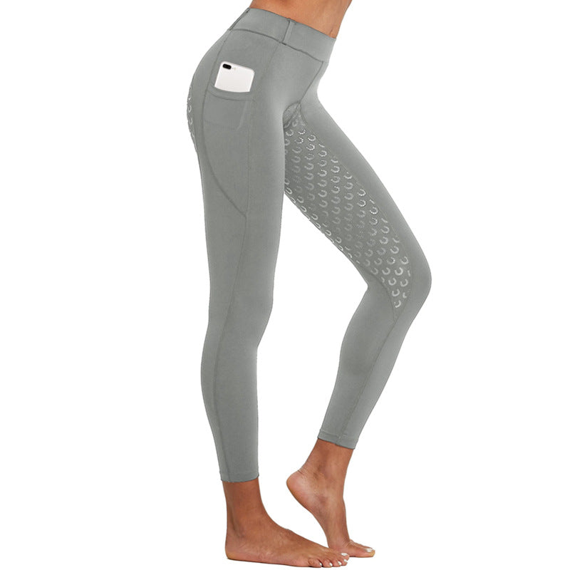Pantalones de equitación de cintura alta elásticos antideslizantes con pegamento para mujer