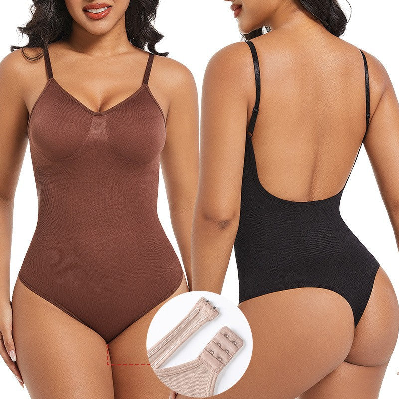Backless Waist-Trainer Thong Bodysuit