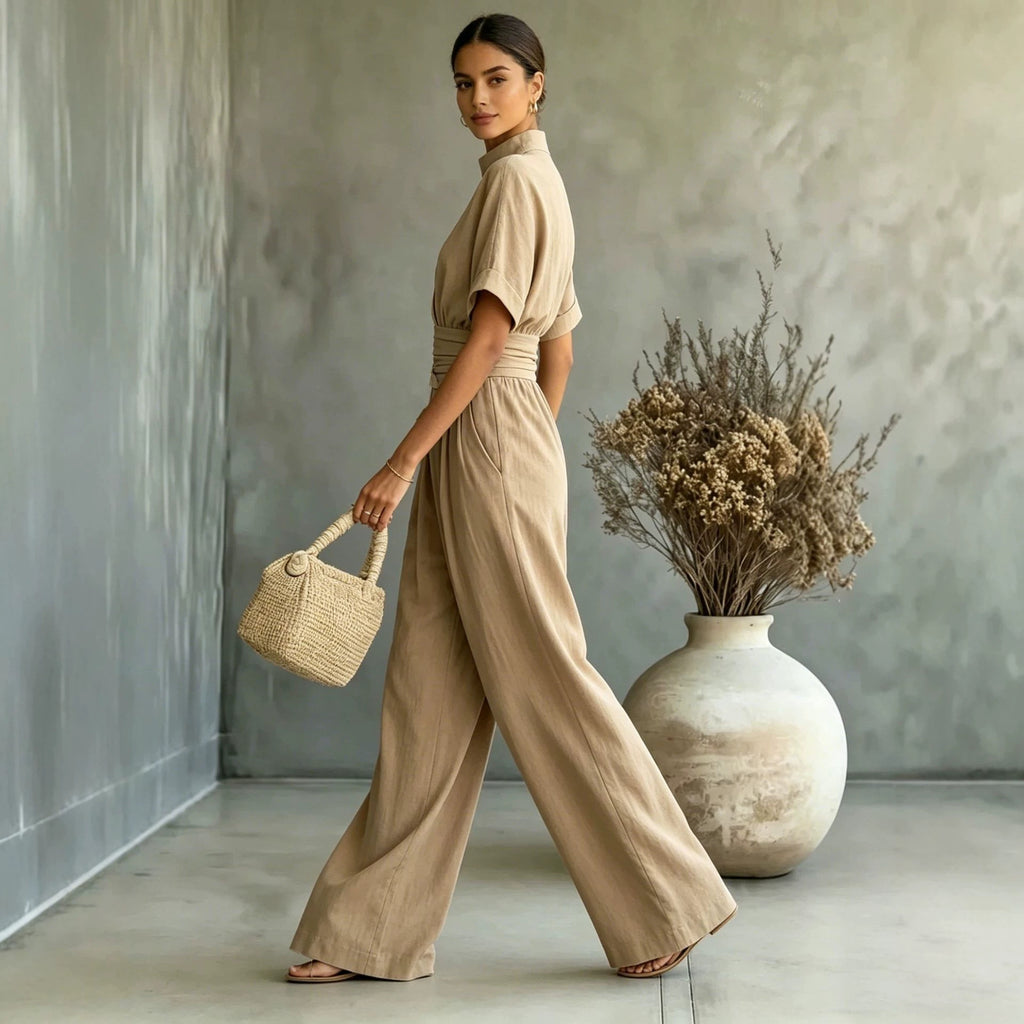 Mock-Neck Wide-Leg Jumpsuit