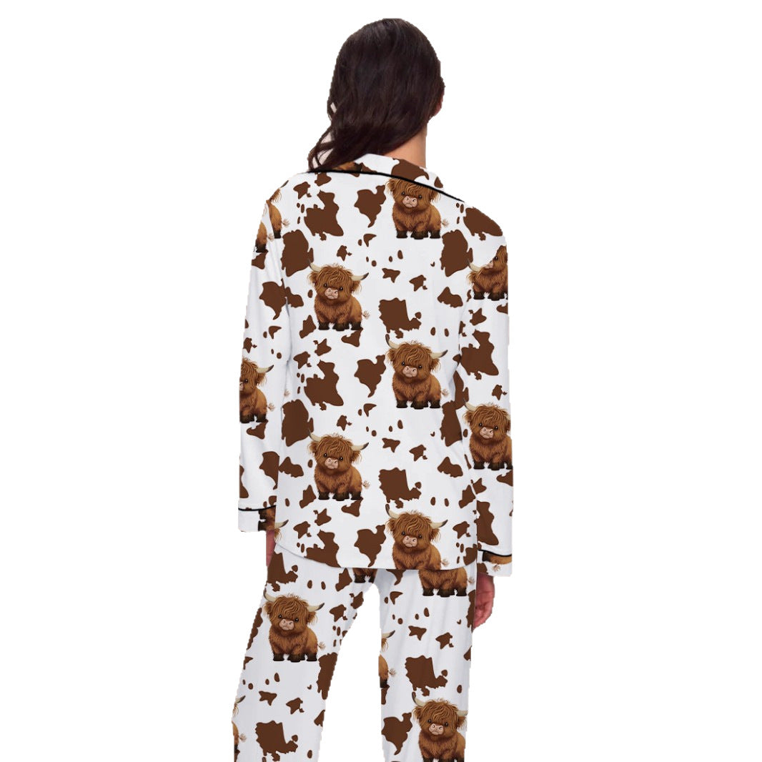 Cow-Print Long Pajama Set