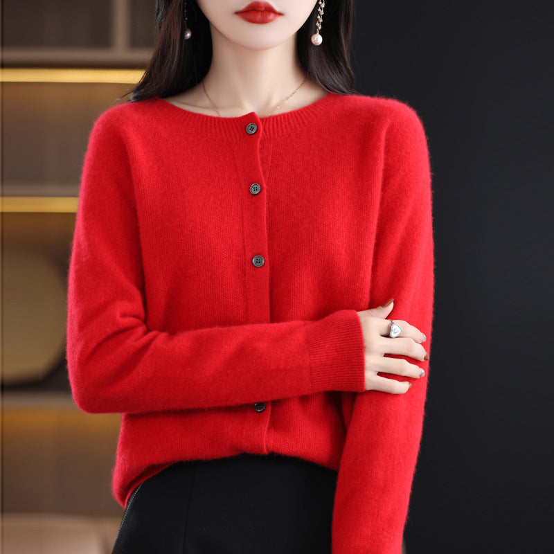 Textured Wool-Blend Knit Cardigan