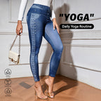 Denim-Look High-Waist Active Leggings