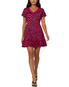 Zebra Color-Block V-Neck Dress