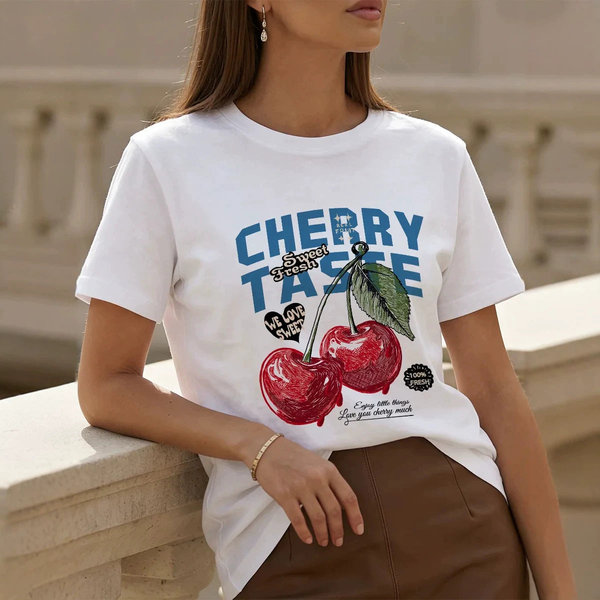 Cherry Graphic Cotton T-Shirt