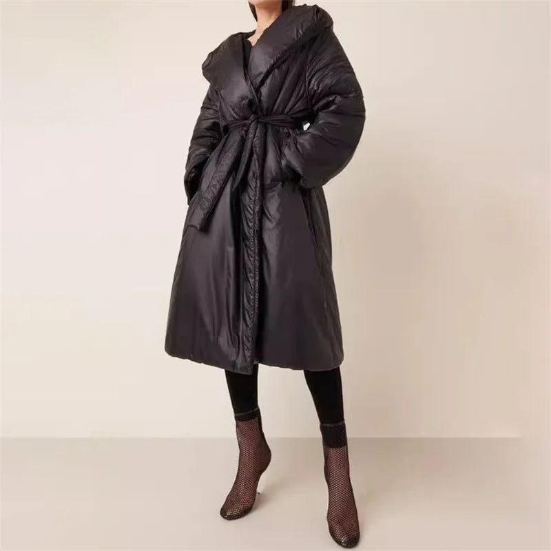 Oversized-Collar Padded Coat