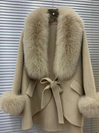 Fox-Fur Trim Wool-Blend Cape