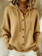 Hooded Button-Through Knit Cardigan Coat - view 2