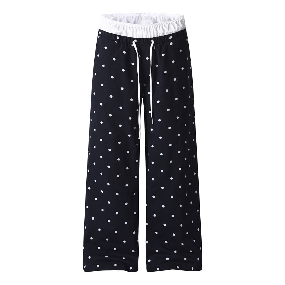 Pantalon de jogging droit à pois imprimés sur toute la surface