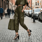Pantalon long avec poche latérale et chevilles élastiquées
