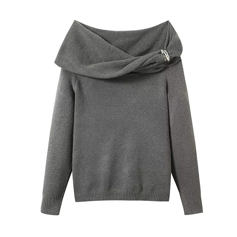 Pull ample en tricot pour femme, style niche, avec sens du design