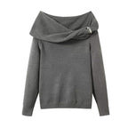 Pull ample en tricot pour femme, style niche, avec sens du design