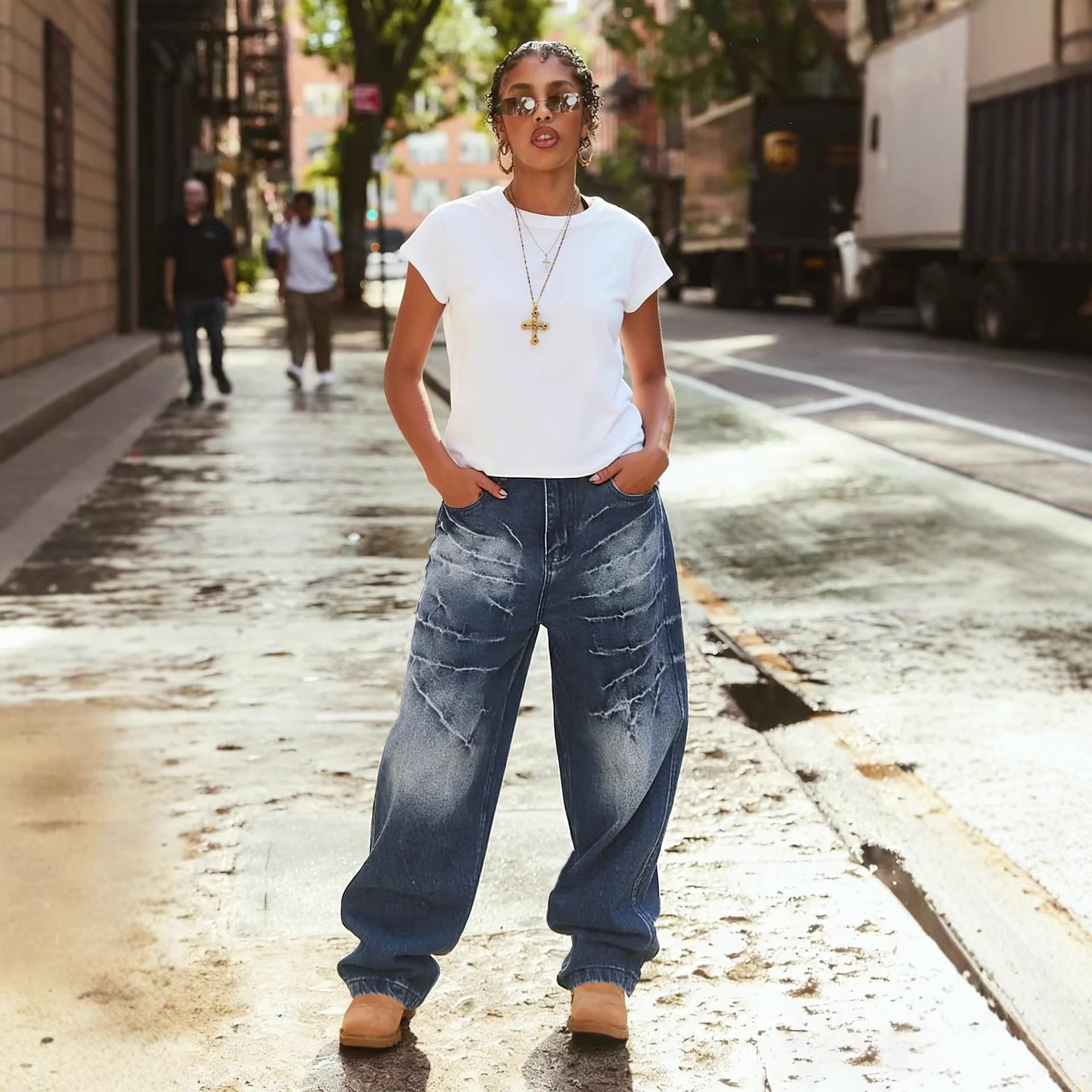 Lightning-Wash Relaxed Jeans