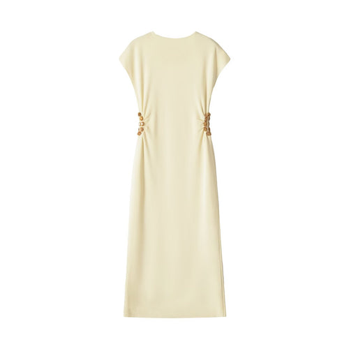 Robe courte en maille à perles, col rond et manches courtes