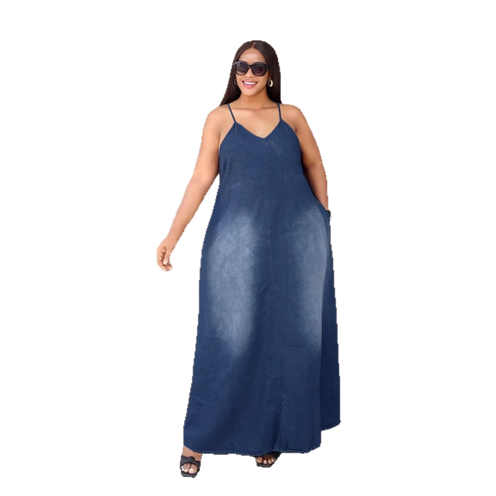 Relaxed Pocket Denim Midi Dress