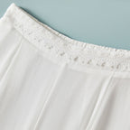 Silk-Blend Lace-Waist Wide-Leg Trousers