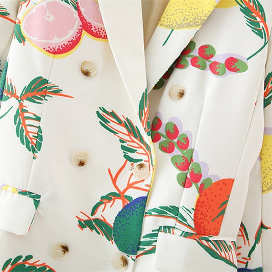 Fruit-Print Tailored Blazer