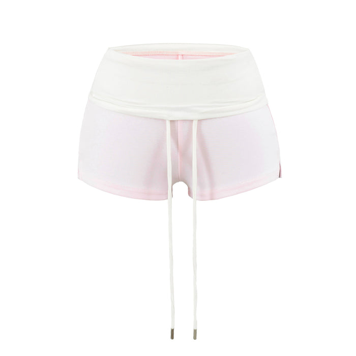 Pantalon court taille basse allongeant la jambe, Pantalon décontracté taille repliable