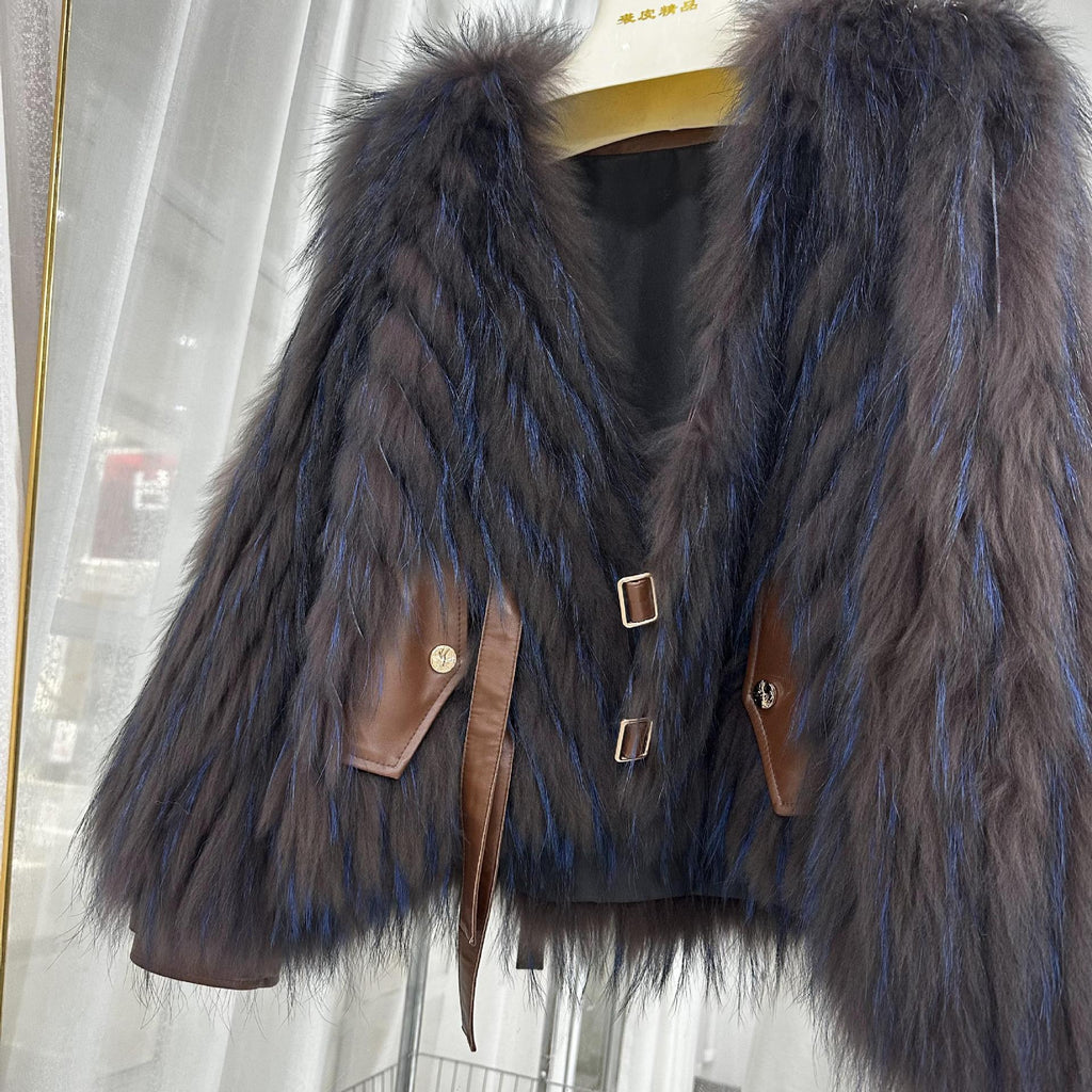 Striped Raccoon-Fur Short Coat product image 10