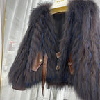 Striped Raccoon-Fur Short Coat product image 10