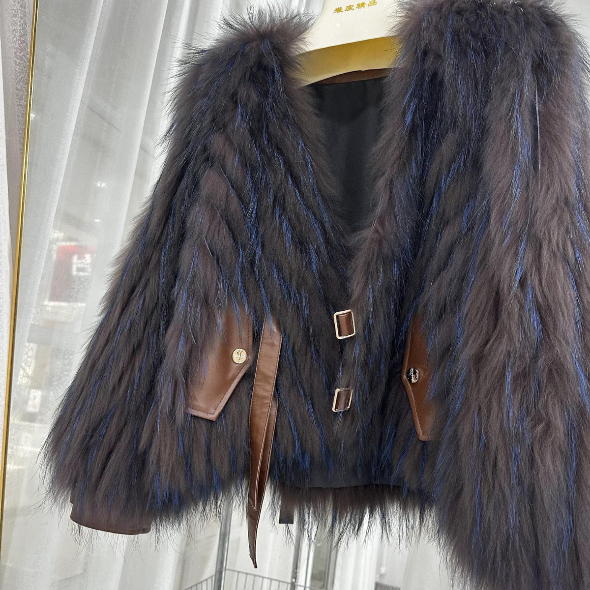 Striped Raccoon-Fur Short Coat product image 10