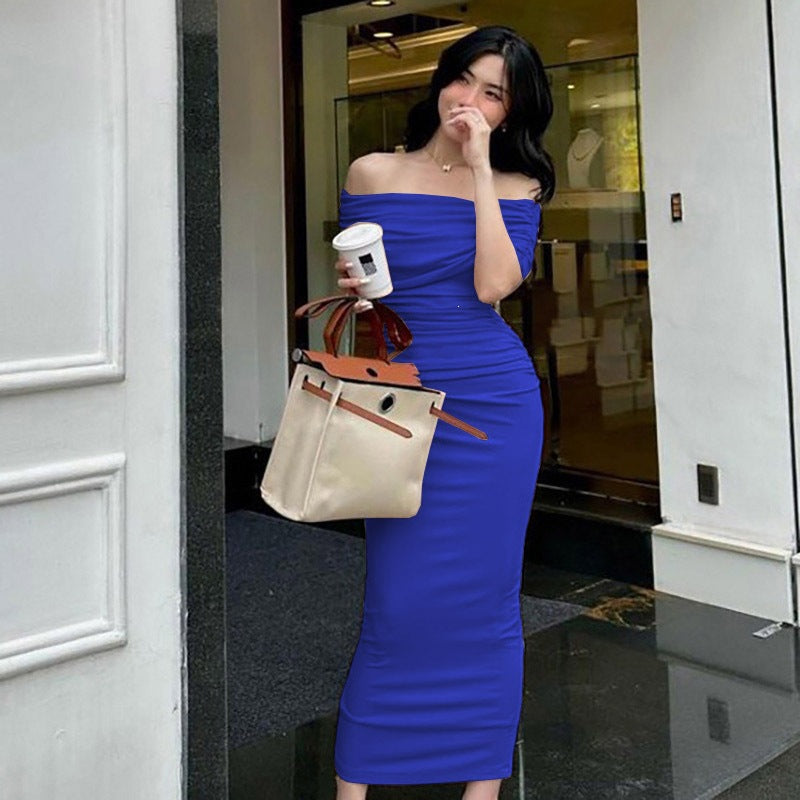 One-Shoulder Pleated Maxi Dress — product image 10