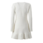 Robe croisée à col rond et manches longues