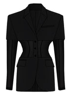 Notched Collar Mesh Panel Blazer - view 6