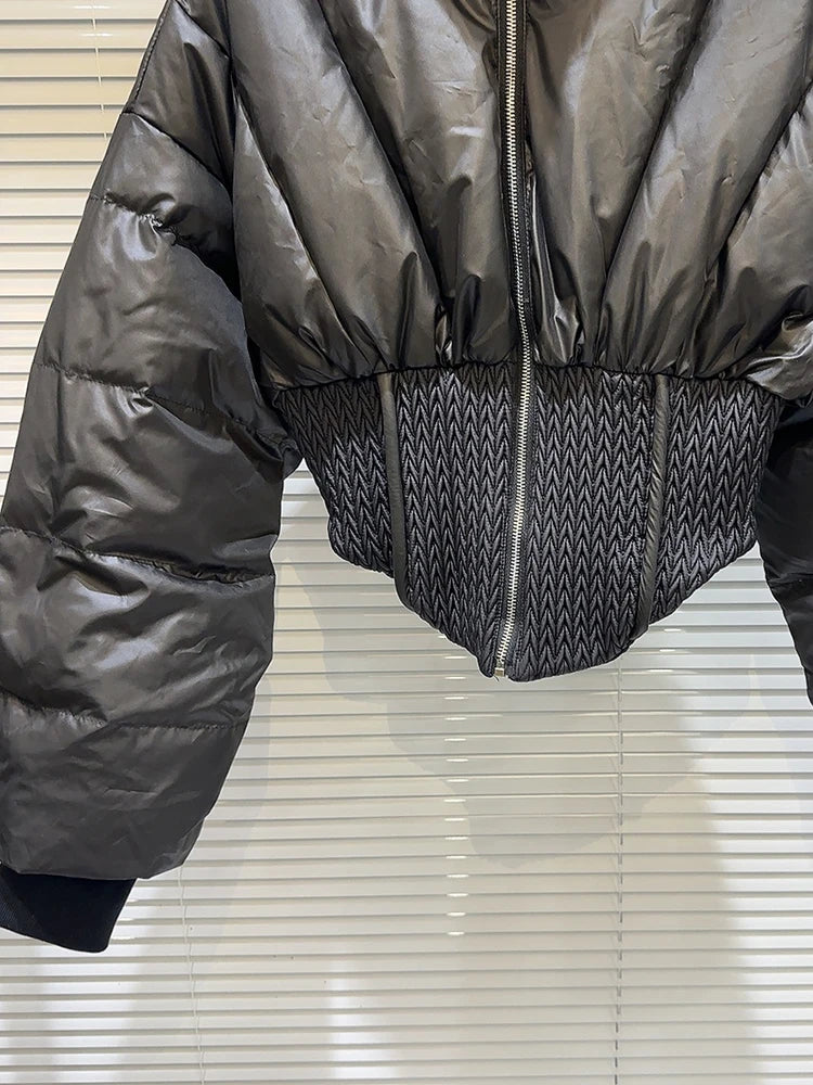 Cropped Spliced Puffer Jacket