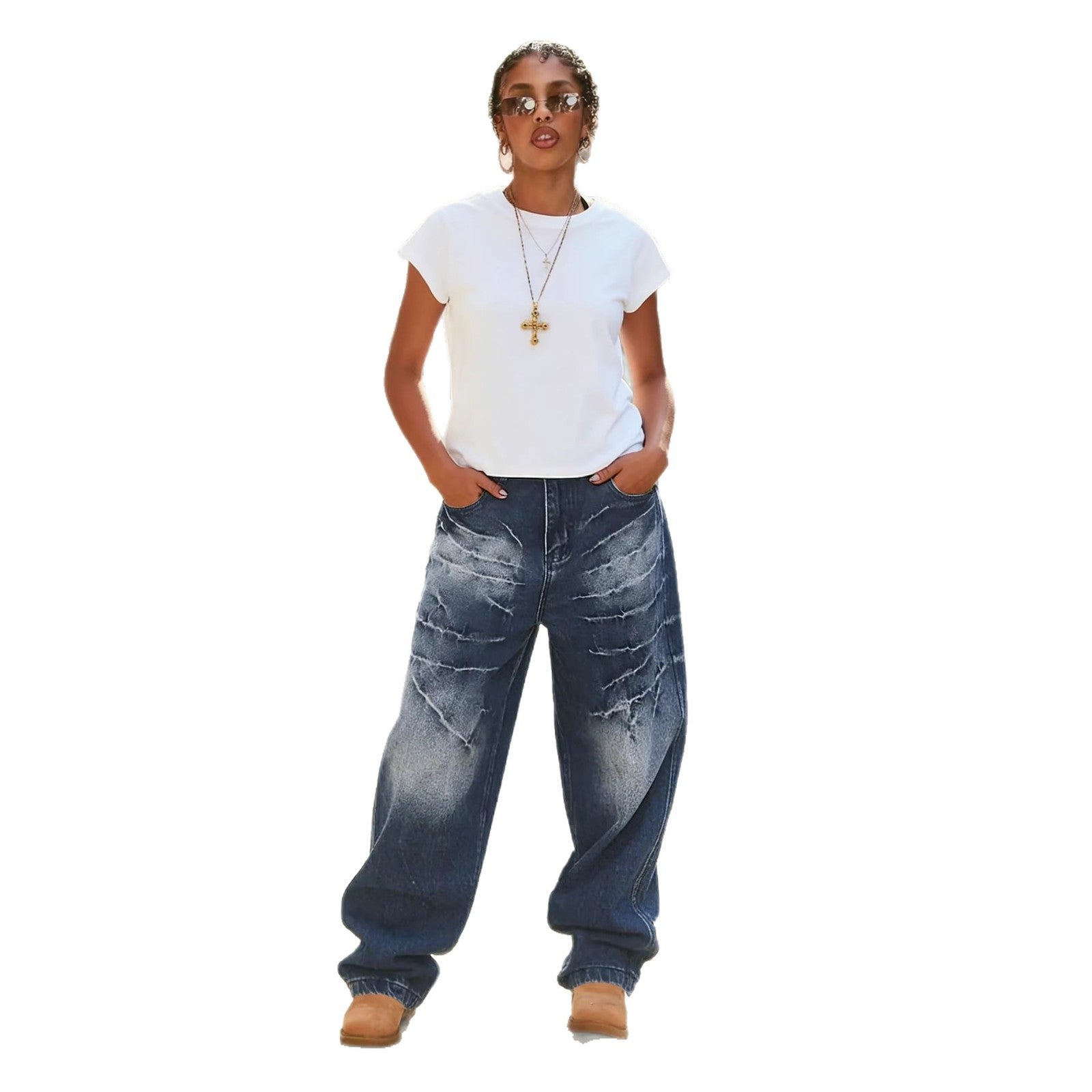 Lightning-Wash Relaxed Jeans