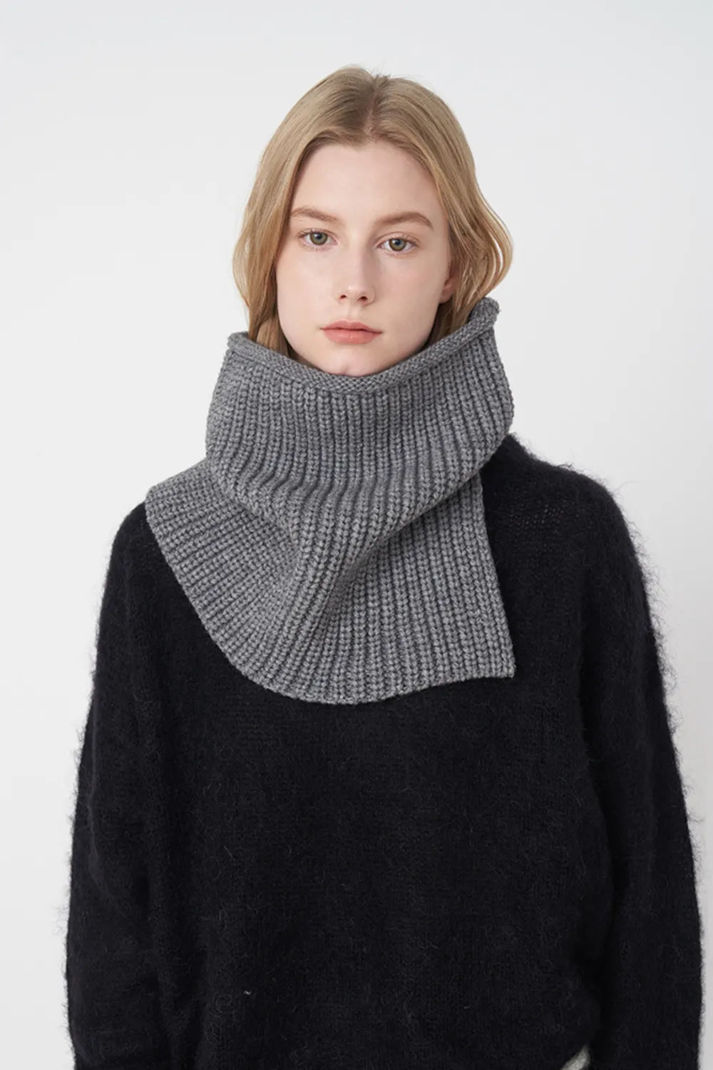 Slit Knit Scarf Pullover