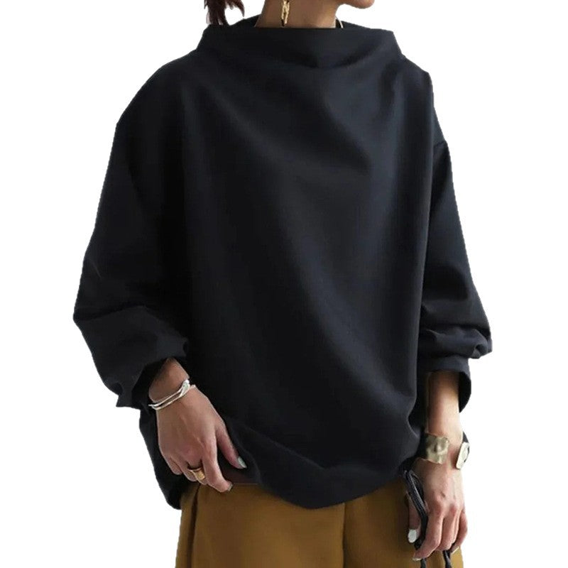 Relaxed High-Neck Pullover Hoodie