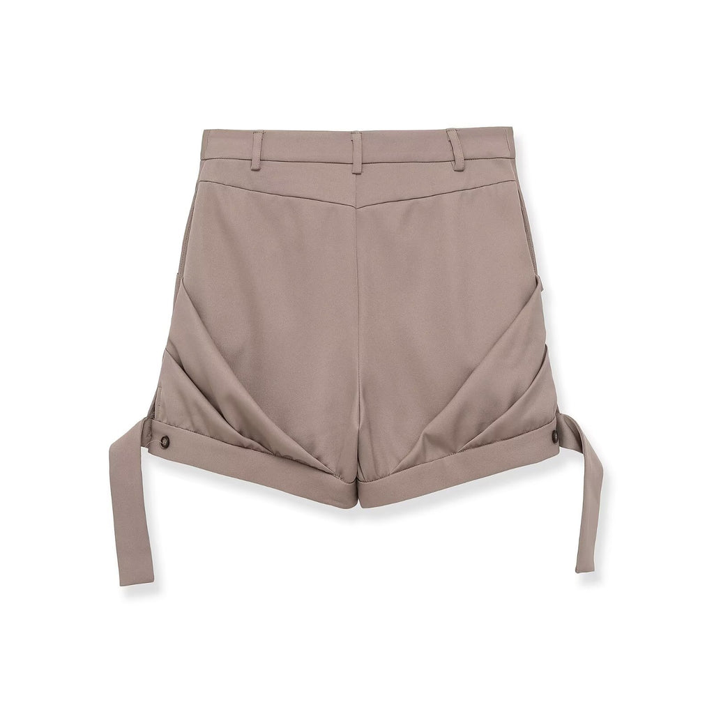 Short décontracté plissé taille mi-haute