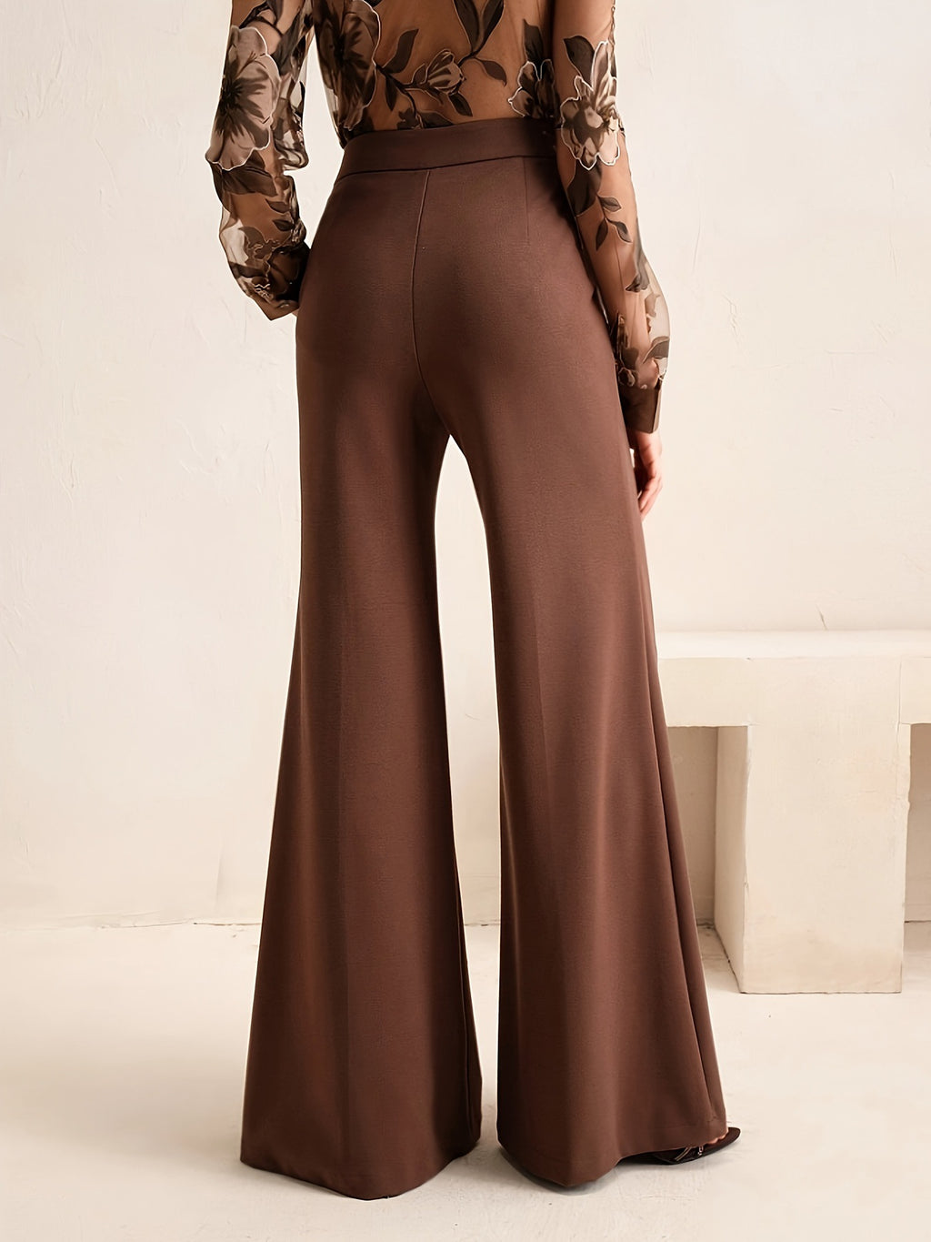 Slim-Fit Knit Pants in Brown Long Pants - view 2