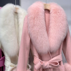 Handmade Double-Faced Wool Coat with Fox Fur Collar
