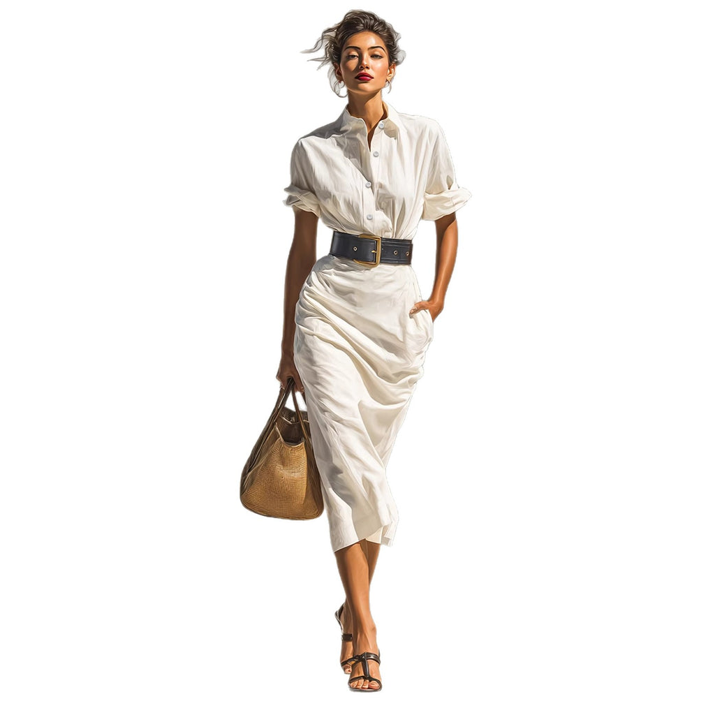 Folded-Waist Shirt Maxi Dress